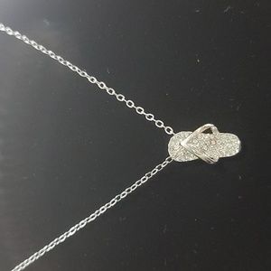 FLIPFLOP Rhinestone silvertone necklace NWT